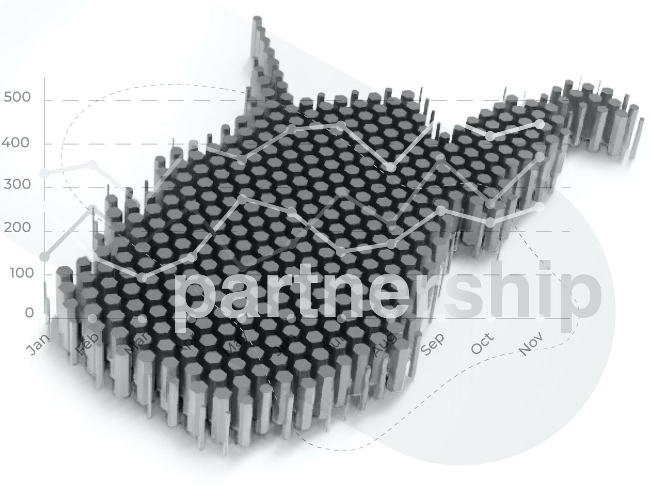 Partnership. Abstract concept illustration of network data in West Virginia.